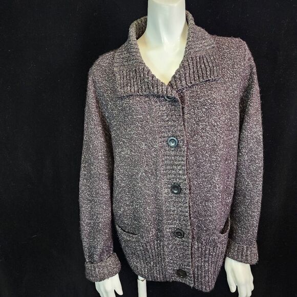 Karen Scott Gray & Black Button Down Cardigan (L) - Picture 2 of 5